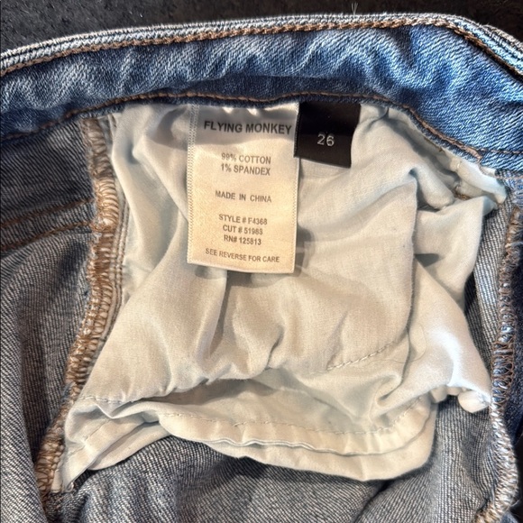 Flying Monkey Stylish Light Blue Distressed Women's Jeans. Size 26 - Picture 4 of 5